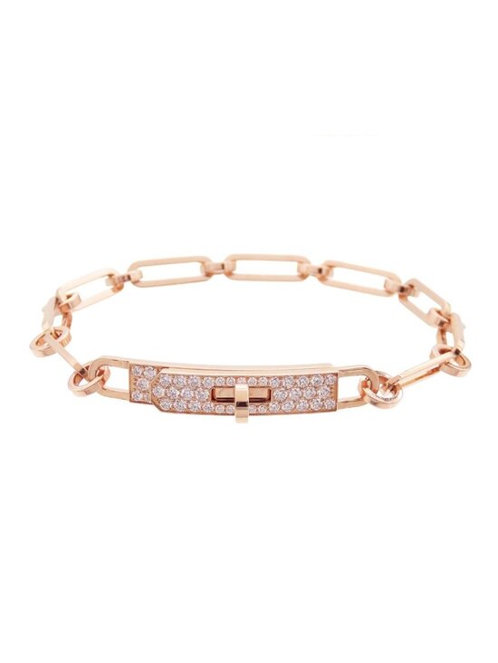 Hermes Jewelry - Hermes Kelly Chaine Pink Gold 18k Diamond ST Bracelet